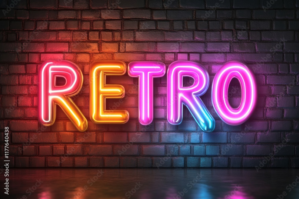 The word “RETRO†in pixel art typography, with animated blocky letters in bright neon colors flickering slightly The word “RETRO†in pixel art typography, with animated blocky letters in bright neon colors flickering slightly