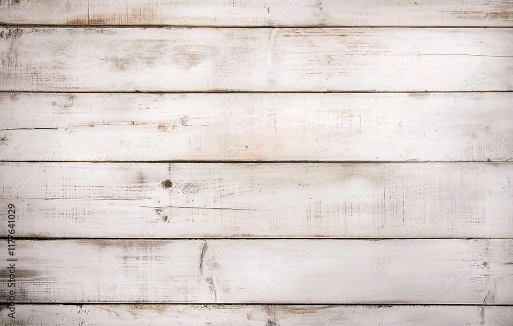Fototapeta premium White wooden background with an aged wood texture for design and decoration, intage white rustic shabby wall panels, distressed wood texture, old planks of natural pine wood. Generative Ai