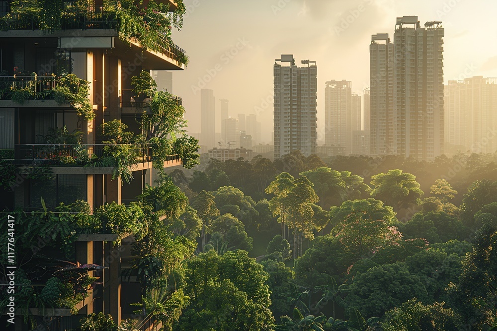 Obraz premium Sustainable green building. Eco-friendly building in modern city