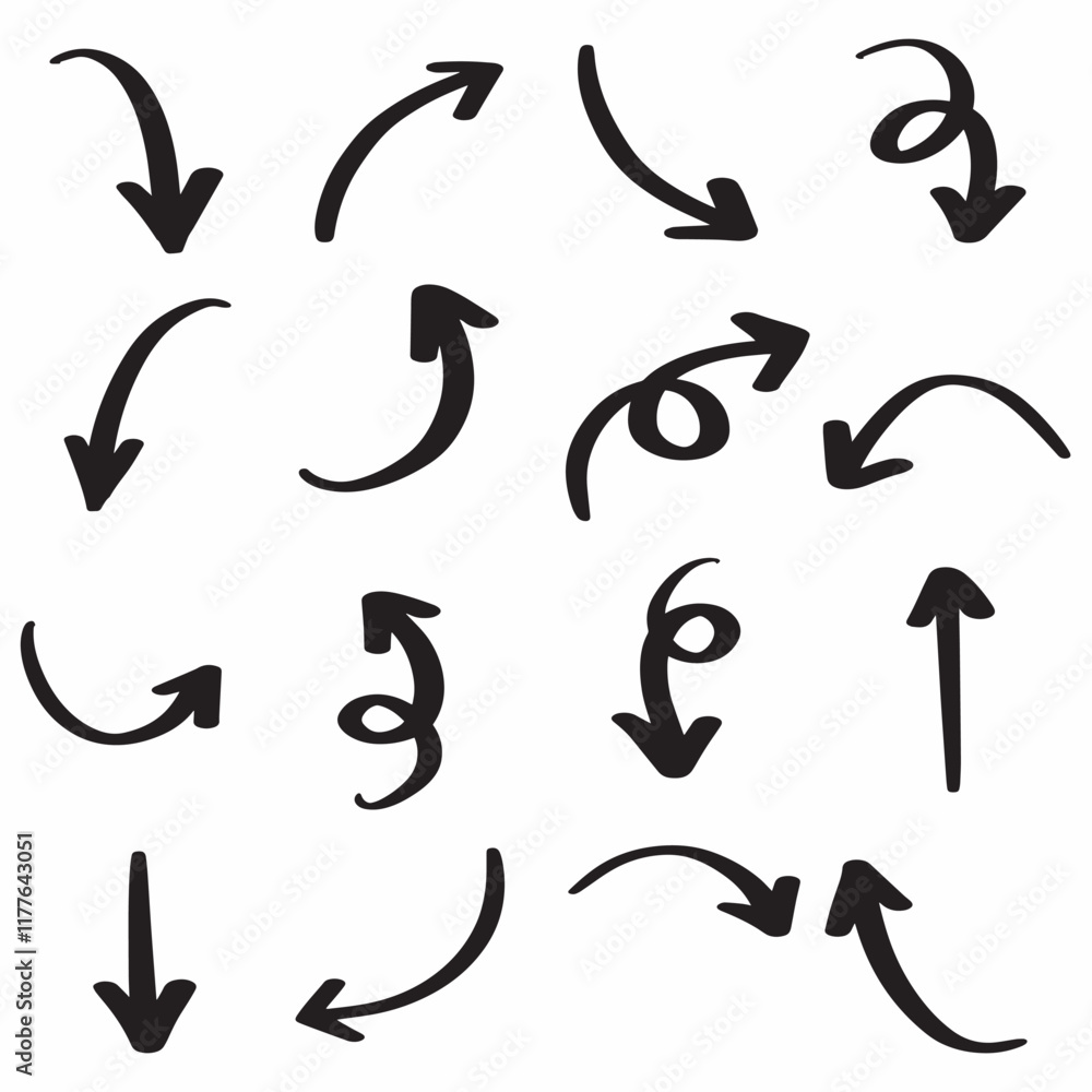 curved arrow doodle hand drawn illustrations curved arrow doodle hand drawn illustrations