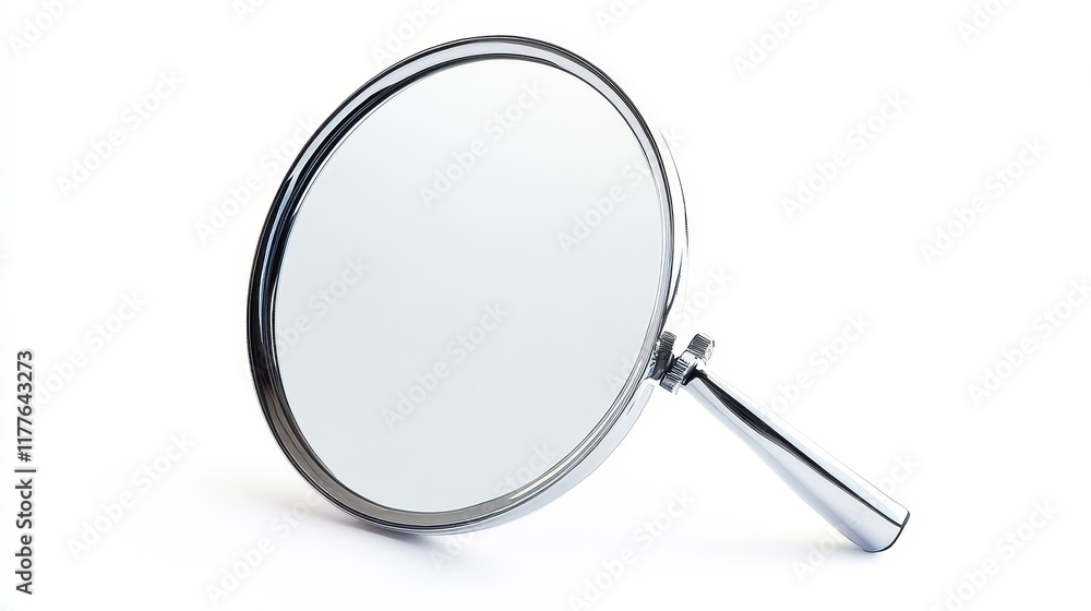 Silver Magnifying Glass on White Background Silver Magnifying Glass on White Background