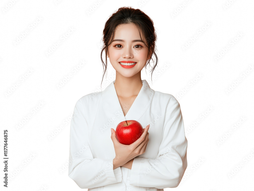 Woman's hands cradling a vibrant, ripe apple, symbolizing freshness and healthy eating Woman's hands cradling a vibrant, ripe apple, symbolizing freshness and healthy eating