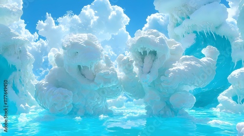 Frozen Wildlife, a serene depiction of animals thriving in icy environments, showcasing their adaptations and interactions in a winter landscape.