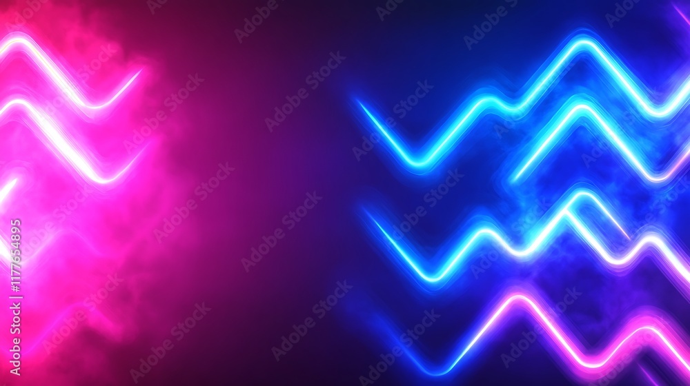Abstract Neon Light Waves In Pink And Blue Abstract Neon Light Waves In Pink And Blue