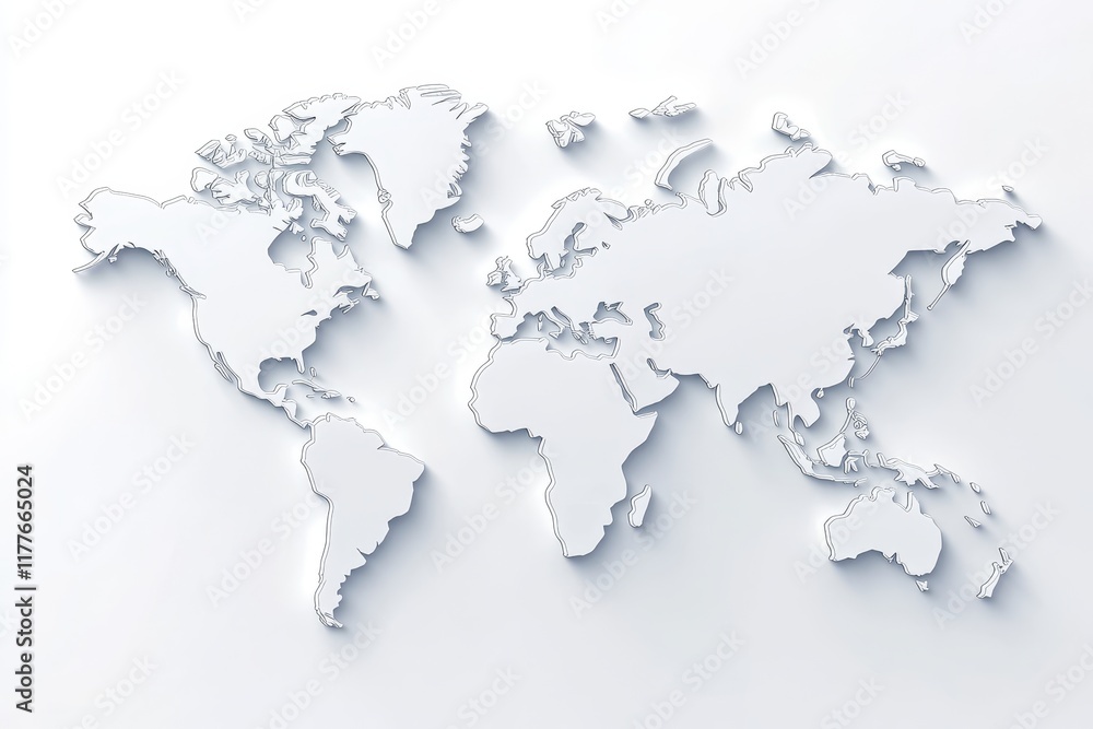 Global Perspective: World Map - Embossed world map, symbolizes globalization, connection, travel, exploration, and international relations. Global Perspective: World Map - Embossed world map, symbolizes globalization, connection, travel, exploration, and international relations.
