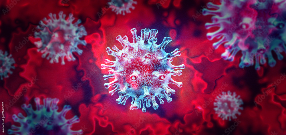 Human metapneumovirus Unknown Virus or Mystery Viruses Outbreak as a secret pathogen or mysterious disease as dangerous flu strain case as a pandemic medical health risk concept with disease cells. Human metapneumovirus Unknown Virus or Mystery Viruses Outbreak as a secret pathogen or mysterious disease as dangerous flu strain case as a pandemic medical health risk concept with disease cells.