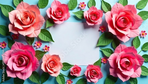 Colorful paper rose bouquet with varying shades of pink and peach, colorful, flowers