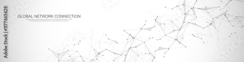 Global network connection banner design template. Header social network communication in the global business concept. Big data visualization. Internet technology