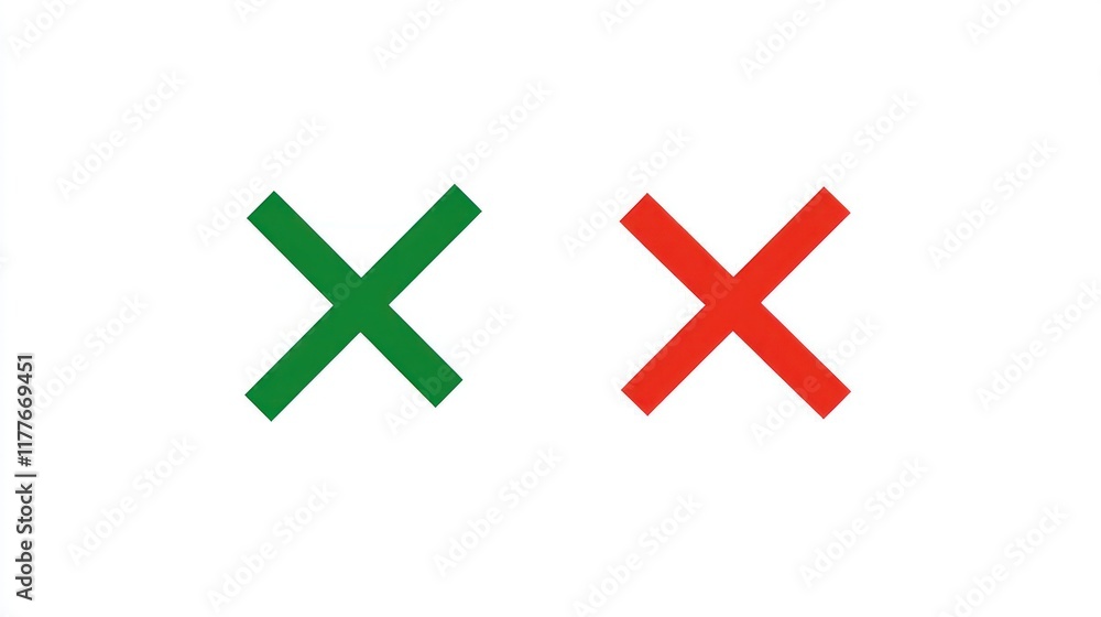 Obraz premium Green and Red Cross Marks: Simple Graphic Design