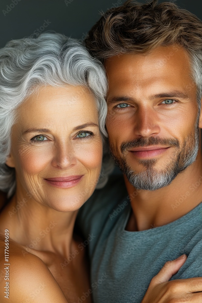 Couple embracing with genuine smiles in a cozy indoor setting during a warm afternoon, showcasing a moment of love and connection between two people Couple embracing with genuine smiles in a cozy indoor setting during a warm afternoon, showcasing a moment of love and connection between two people