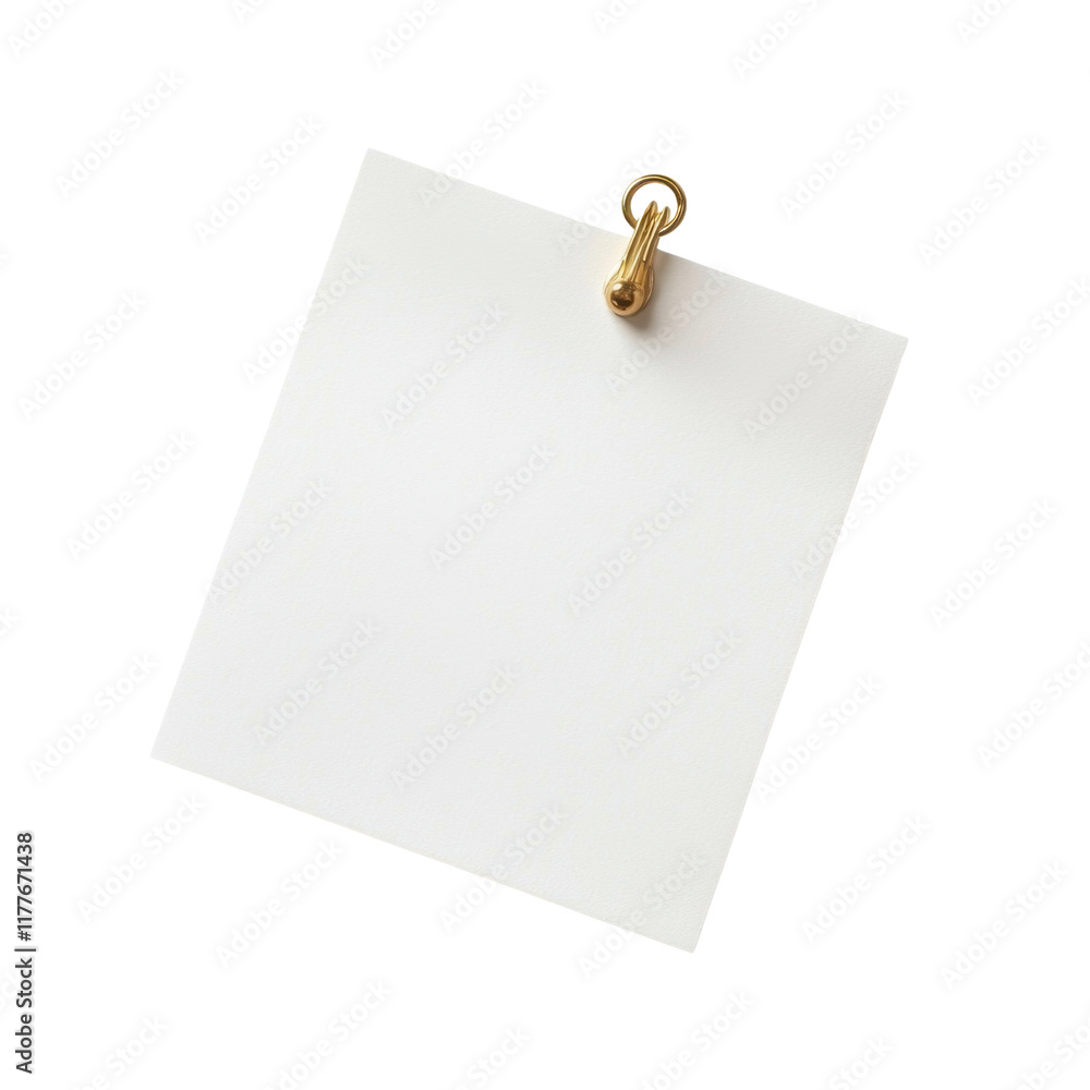 Blank White Paper Sheet with Gold Clip Isolated on Black Background Blank White Paper Sheet with Gold Clip Isolated on Black Background