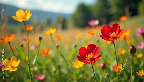 Rubia tinctorum flowers in a field amidst other wildflowers, flowers, wildflowers, flora photo