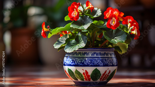 Deep Green and Vibrant HL Plant Centerpiece in Elegant Ceramic Pot photo