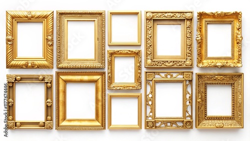 Gold frames on a white background
