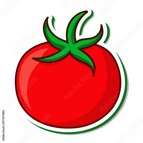 Sticker design with Tomato isolated vector illustration (4)