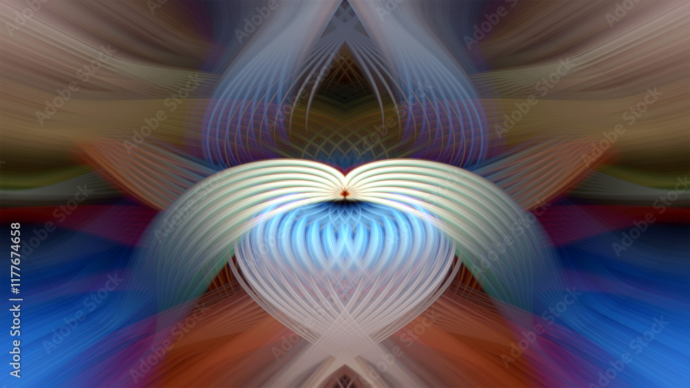Fototapeta premium Vibrant abstract art with colorful symmetrical patterns and glowing light effects, perfect for creative and artistic designs