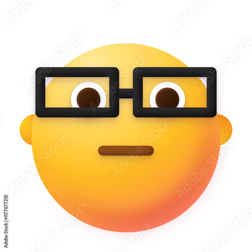 Vivid 3D Emoji Face Icon nerd glasses reader wise