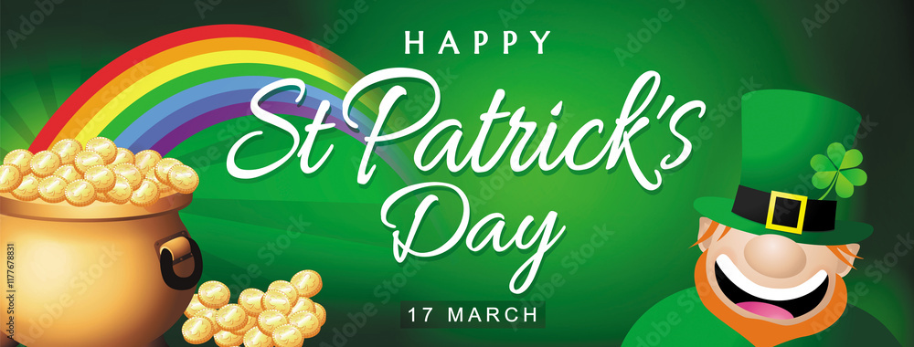 LEPRECHAUN RAINBOW ST PATRICKS DAY - VECTOR ILLUSTRATION