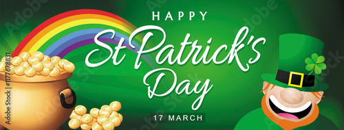 Obraz na płótnie LEPRECHAUN RAINBOW ST PATRICKS DAY - VECTOR ILLUSTRATION w salonie
