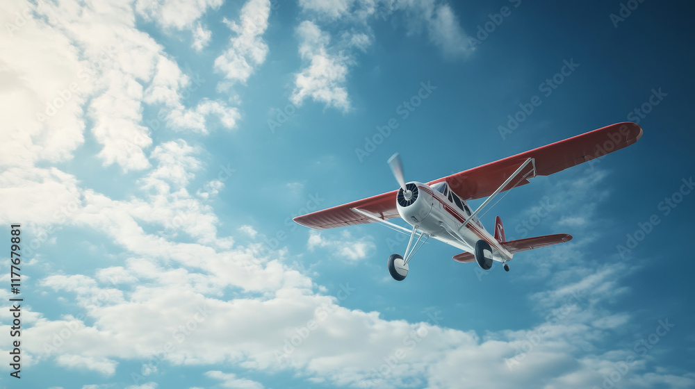 Single engine airplane flying in the sky Single engine airplane flying in the sky