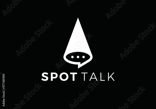 spotlight with chat combination logo design vector