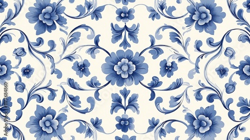 Stunning blue and white floral pattern  perfect for home decor and fashion designs