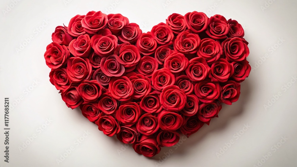 Romantic Red Rose Heart, Valentine's Day, Love, Floral Arrangement, Isolated on White Background Romantic Red Rose Heart, Valentine's Day, Love, Floral Arrangement, Isolated on White Background