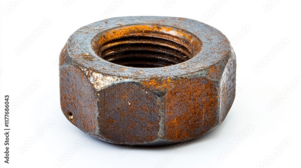 Rusty Nut on White Background with Detail Rusty Nut on White Background with Detail