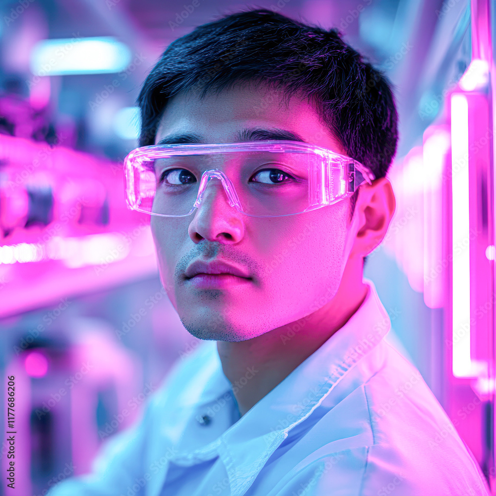 A man wearing a white lab coat A man wearing a white lab coat