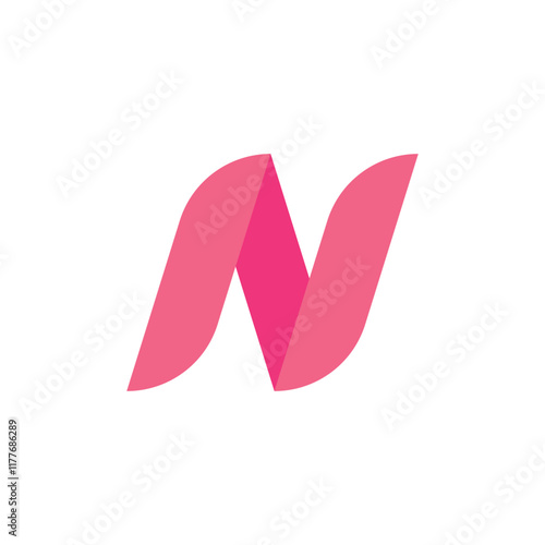 Abstract origami letter N logo design template. Flat style application icon. Vector illustration