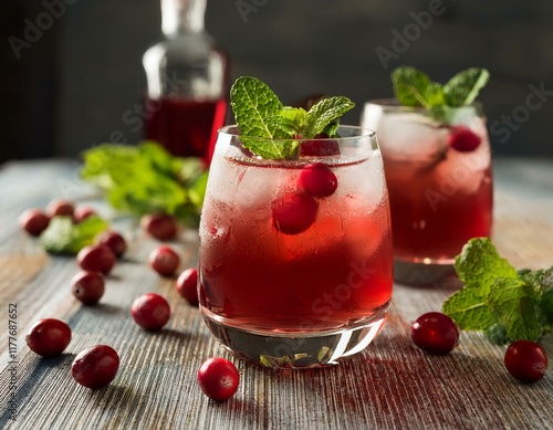 Raspberry Mojito Cocktail on white Background photo