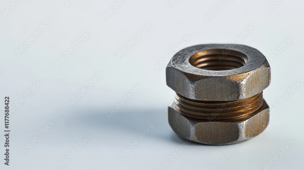 Close-up of Metal Nut on White Background Close-up of Metal Nut on White Background