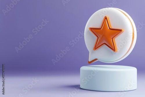 Floating Speech Bubble with Star Icon on Purple Background