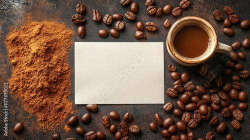 Coffee Beans Grounds Cup Blank Note Card photo