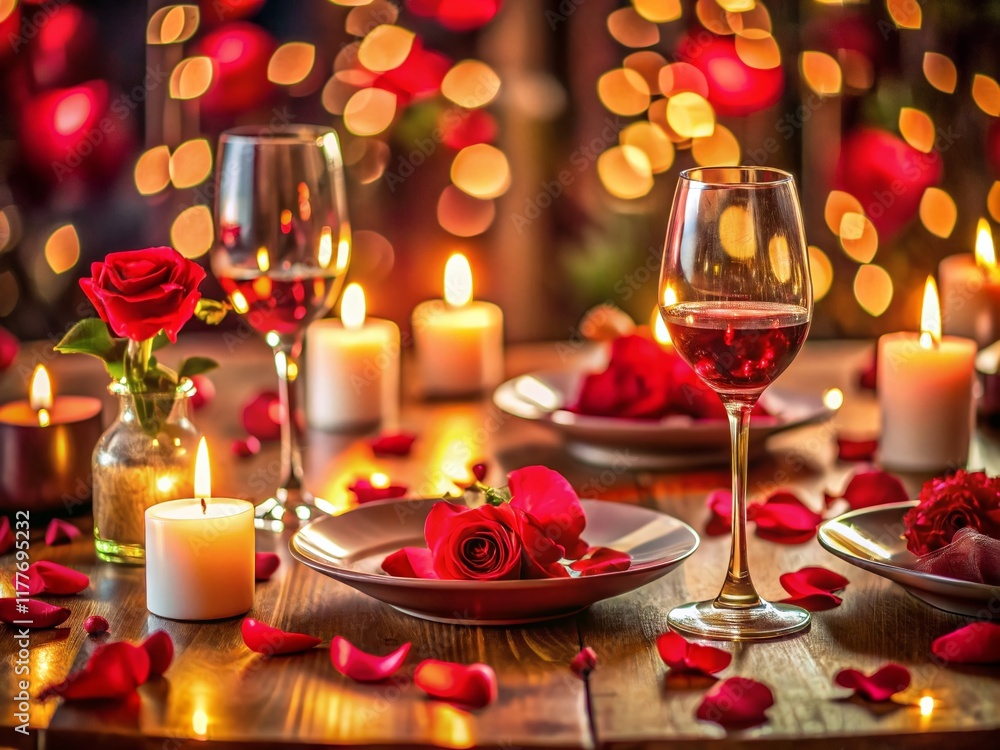 Romantic Valentine's Day Table Setting: Flat Lay Long Exposure Photography Romantic Valentine's Day Table Setting: Flat Lay Long Exposure Photography