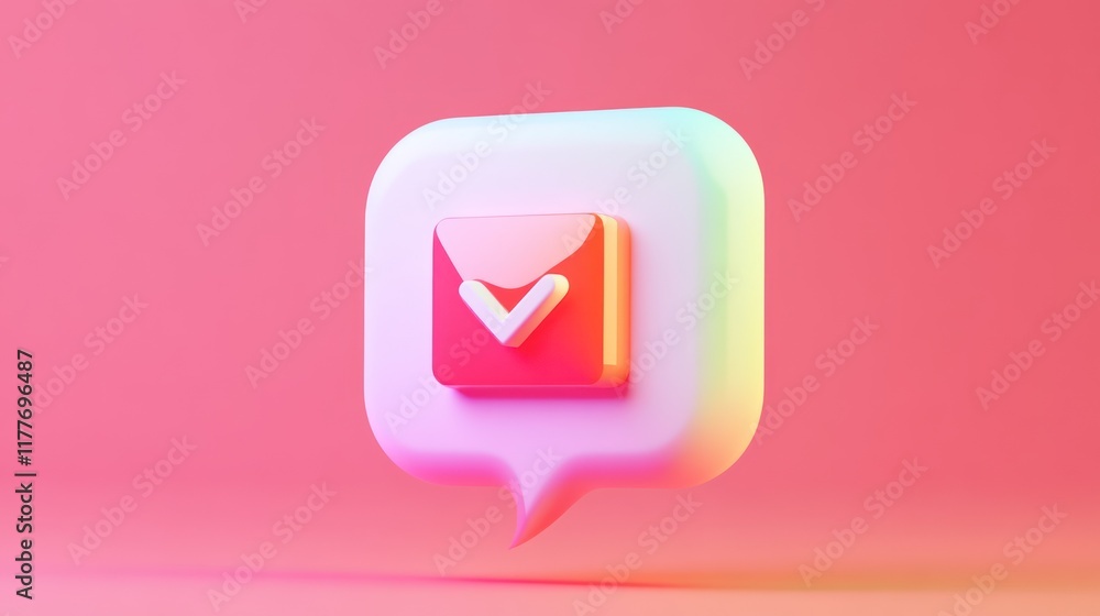 3D Render of a Message Notification Icon 3D Render of a Message Notification Icon