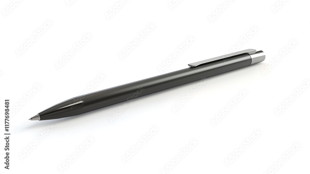 A black pen with a silver clip A black pen with a silver clip