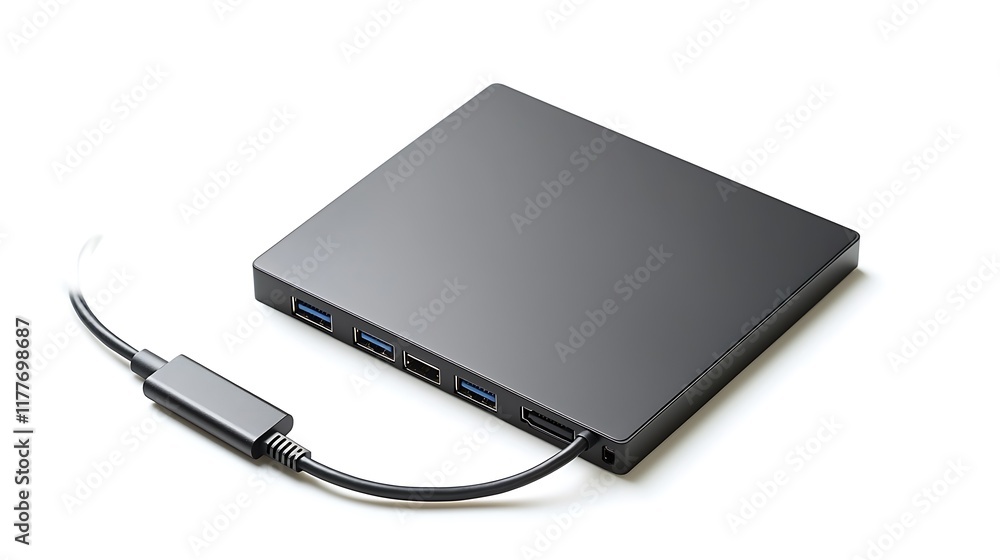 A black laptop with a black cord attached to it A black laptop with a black cord attached to it