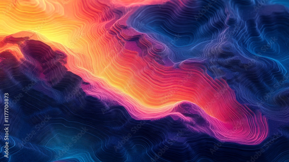 Abstract Colorful Swirling Topographical Landscape Abstract Colorful Swirling Topographical Landscape