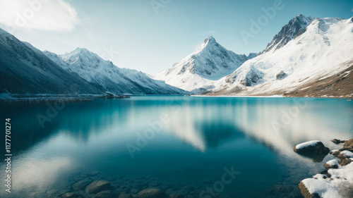 Wallpaper Mural Tranquil Snow-Capped Mountains Reflected in a Crystal-Clear Lake Torontodigital.ca
