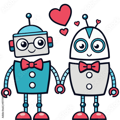 A Couple robot for valentines day  illustration generative ai