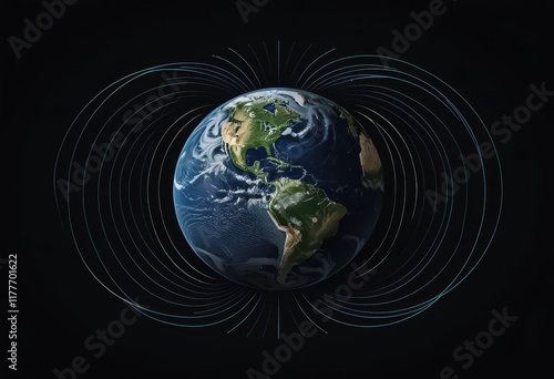 earth with magnetic field lines illustration
