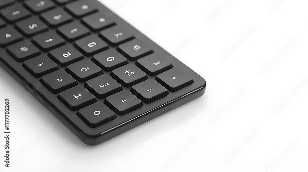 A black keyboard with a white background A black keyboard with a white background