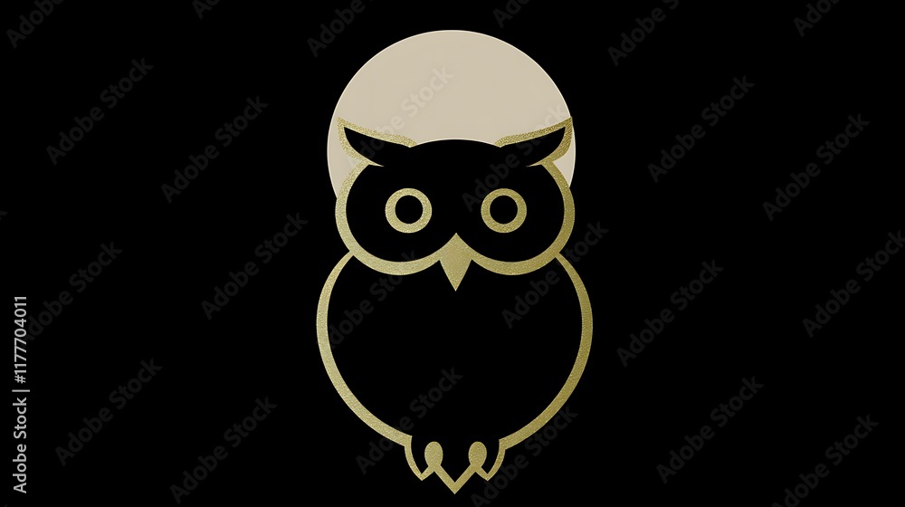 Golden Owl Silhouette Before a Pale Moon Golden Owl Silhouette Before a Pale Moon