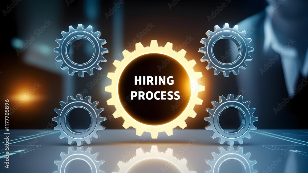 Abstract Glowing Gears Representing Hiring Process Abstract Glowing Gears Representing Hiring Process