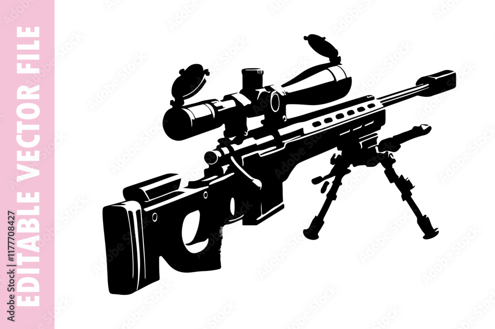 sniper rifle target, A W M gun vector silhouette illustration sniper rifle target, A W M gun vector silhouette illustration
