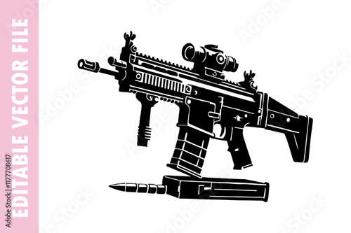 gun and rifle, gun vector design silhouette illustration