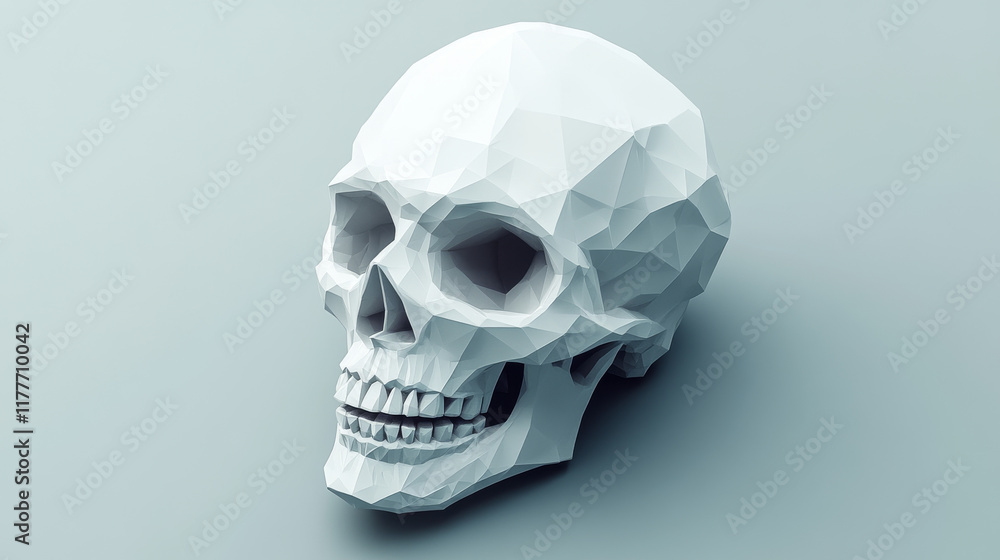 Obraz premium The cyber-skull. Triangulation of the technology of the skull. Render illustration of x-ray of a human skull