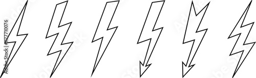 lightning, icon, bolt, flash, thunderbolt, energy, thunder, outline, light, power, symbol, electricity, line, sign, icon set, storm, charge