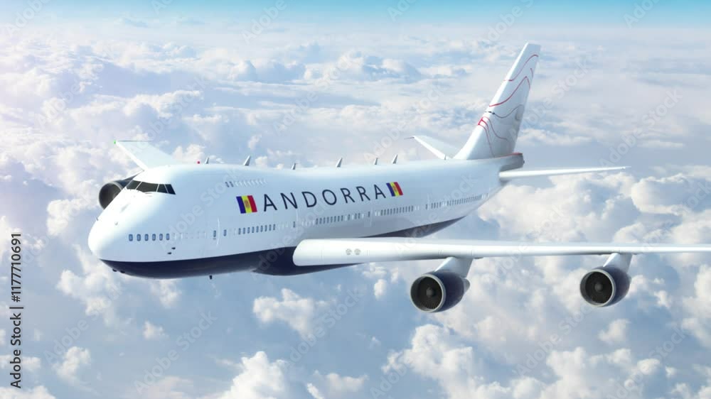 Plane Travel Country Andorra Flying Over Clouds Plane Travel Country Andorra Flying Over Clouds